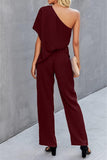 Single Shoulder Short Sleeve Jumpsuit - Flyclothing LLC