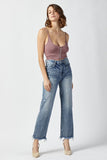 RISEN High Waist Raw Hem Straight Jeans - Flyclothing LLC