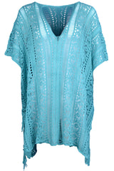 Cutout V-Neck Cover-Up with Tassel - Flyclothing LLC