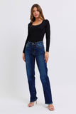 Judy Blue Full Size Raw Hem Straight Leg Jeans - Trendsi