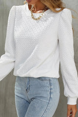 Textured Round Neck Long Sleeve Top