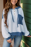 Drawstring Dropped Shoulder Long Sleeve Hoodie - Trendsi