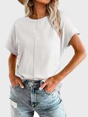 Ruched Round Neck Short Sleeve T-Shirt