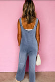 Wide Strap Denim Overalls with Pockets