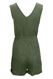 Full Size Tied V-Neck Sleeveless Romper with Pockets - Trendsi