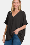 Zenana Full Size V-Neck Short Sleeve Top - Flyclothing LLC