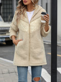 Fuzzy Zip Up Long Sleeve Hooded Jacket