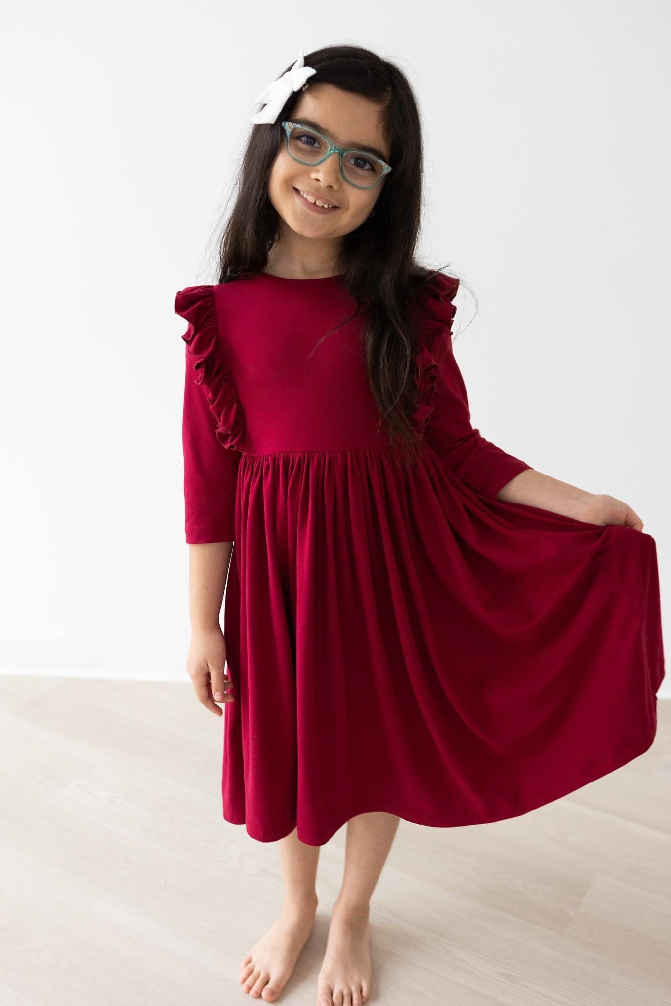 Burgundy Ruffle Twirl Dress - Mila & Rose ®