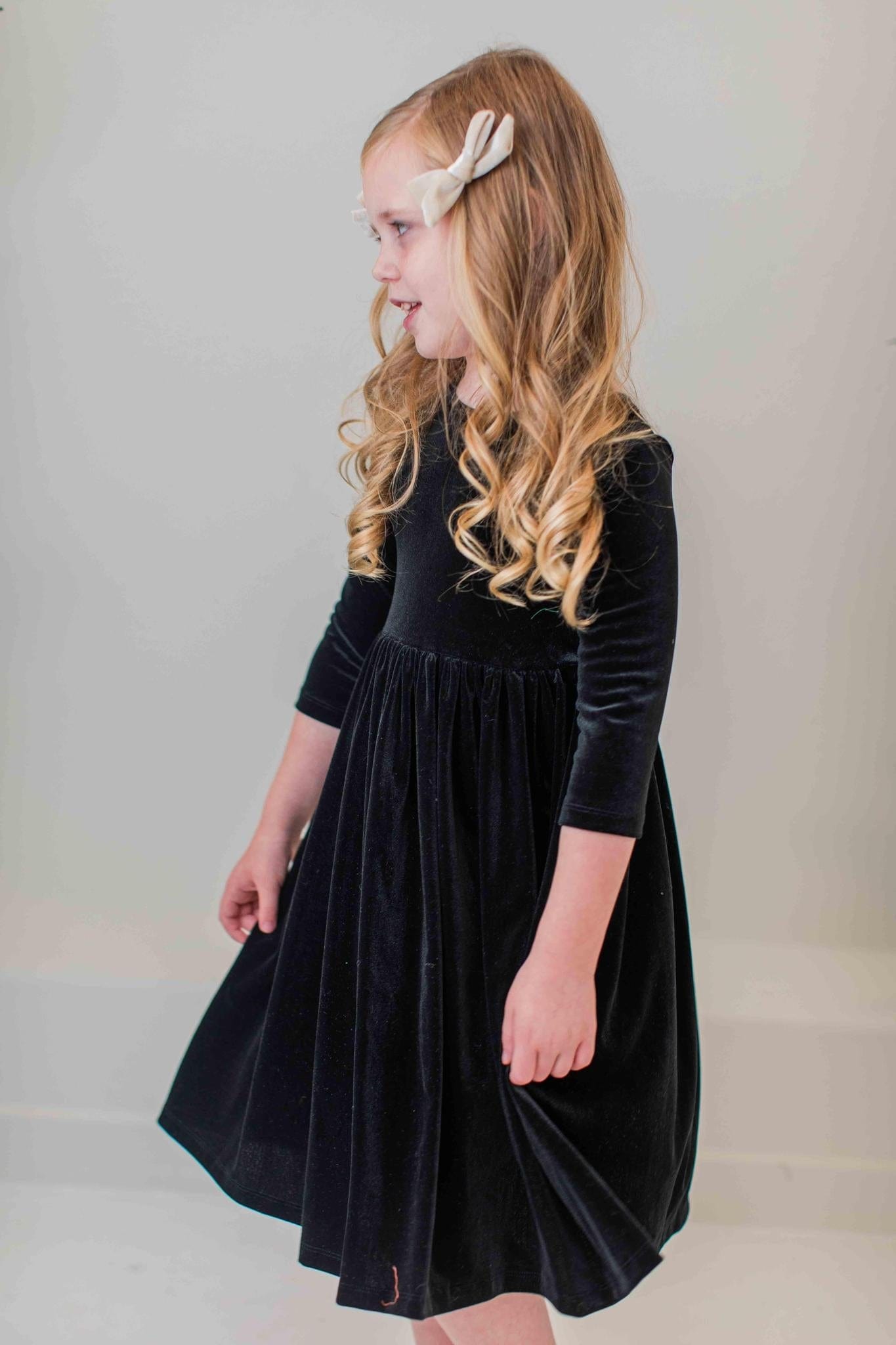 Black Velvet Twirl Dress - Mila & Rose ®