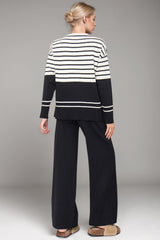 Basic Bae Striped Round Neck Long Sleeve Top and Pants Sweater Set - Trendsi