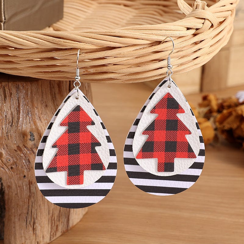 Christmas Tree PU Leather Earrings - Trendsi