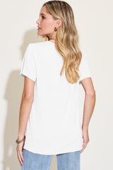 Basic Bae Bamboo Full Size V-Neck High-Low T-Shirt Trendsi