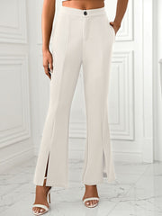 Slit Flare Pants with Pockets