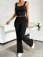 Square Neck Tank and Drawstring Pants Set Trendsi