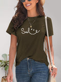 SMILE Round Neck Short Sleeve T-Shirt Trendsi