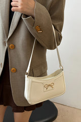 Bow Trim PU Leather Shoulder Bag - Trendsi