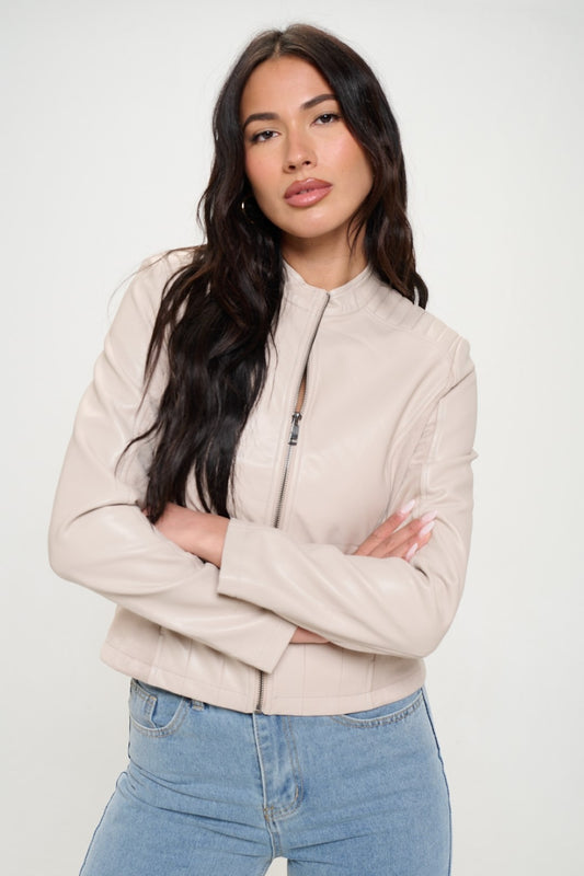 Coalition LA Zip Up Vegan Moto Jacket - Trendsi