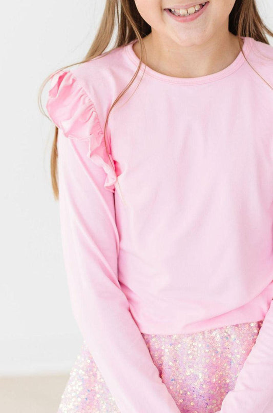 Bubblegum Pink L/S Ruffle Tee - Mila & Rose ®