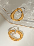 18K Gold-Plated Stainless Steel Contrast Asymmetrical  Earrings - Trendsi