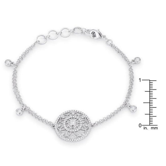 .5 Ct Rhodium Bracelet with Interlocking Circles and CZ - JGI