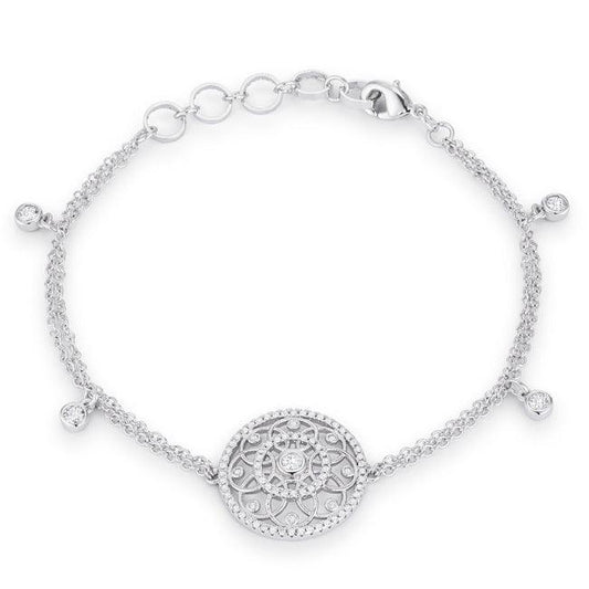 .5 Ct Rhodium Bracelet with Interlocking Circles and CZ - JGI