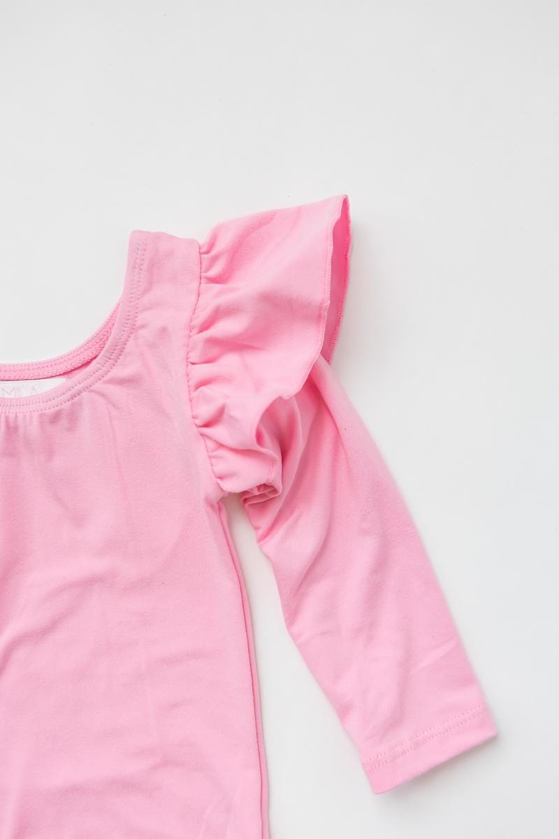 Bubblegum Pink L/S Flutter Sleeve Leotard - Mila & Rose ®