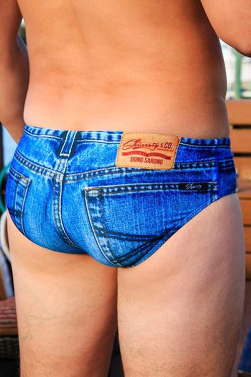 The Daytona Dong Sarong | Denim Print Swim Brief