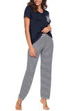 Pocketed Short Sleeve Top and Striped Pants Lounge Set - Flyclothing LLC