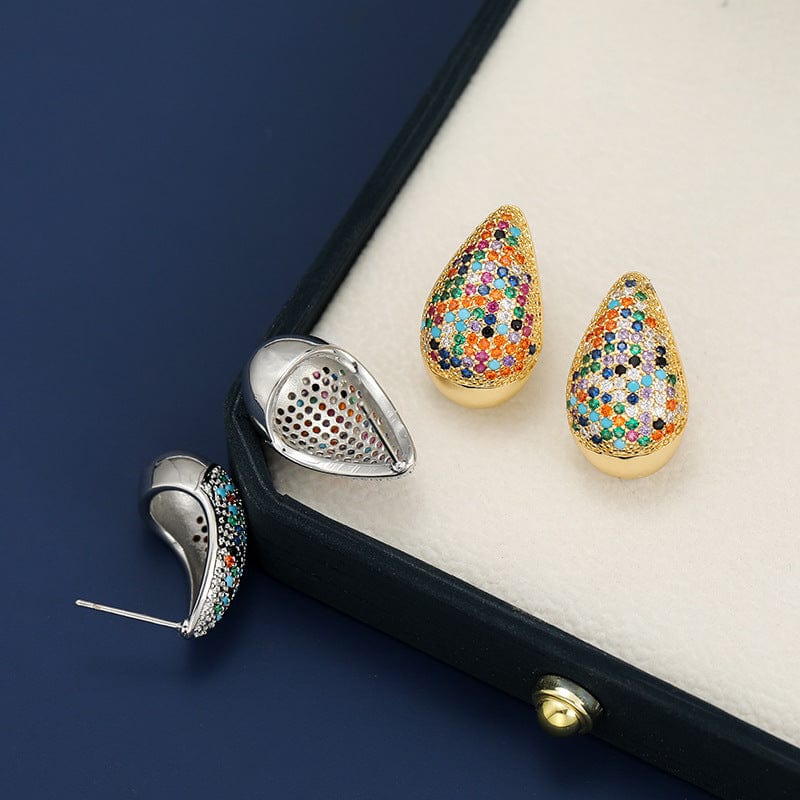 18K Gold-Plated Zircon Teardrop Earring - Trendsi