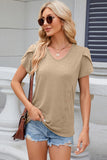 V-Neck Petal Sleeve T-Shirt - Flyclothing LLC