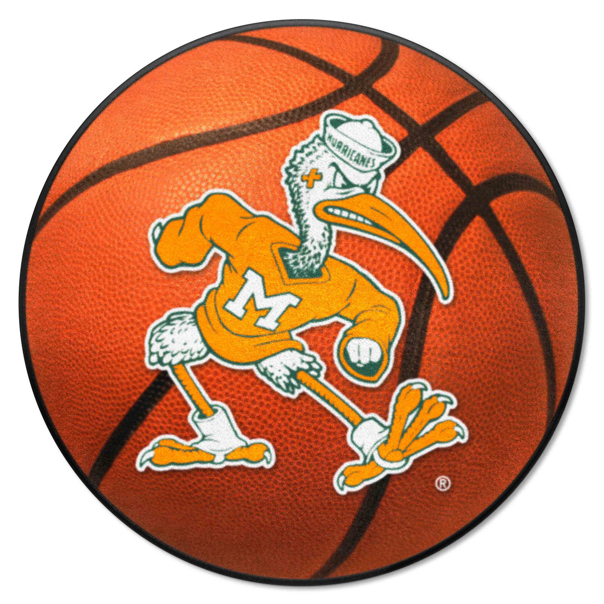 Miami Hurricanes Basketball Rug - 27in. Diameter, Sebastian the Ibis