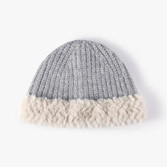 Fuzzy Hem Knit Hat