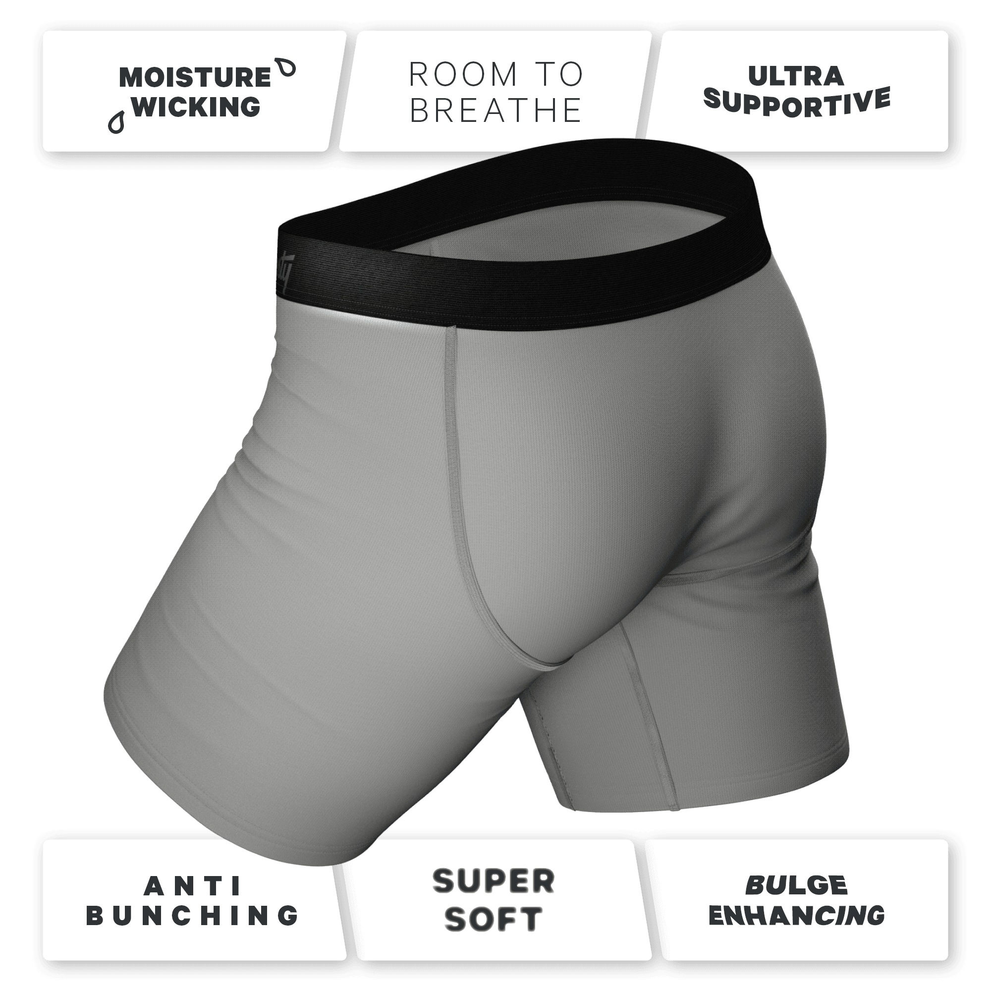 The 50 Shades | Grey Long Leg Ball Hammock® Pouch Underwear With Fly - Shinesty