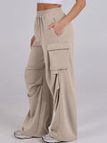 Elastic Waist Wide Leg Pants with Pockets - Trendsi