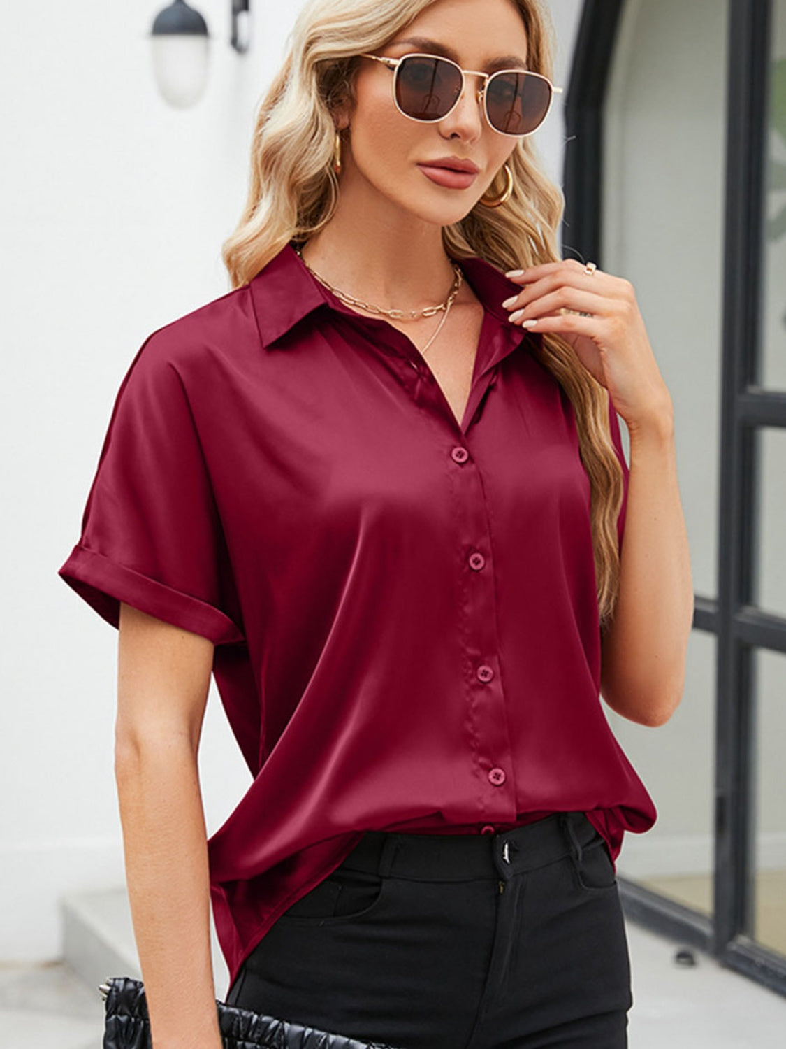 Button Up Short Sleeve Shirt - Flyclothing LLC