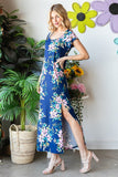 Heimish Full Size Floral Short Sleeve Slit Dress - Flyclothing LLC