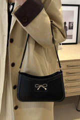 Bow Trim PU Leather Shoulder Bag - Trendsi