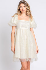 GeeGee Pearl Mesh Puff Sleeve Babydoll Dress Trendsi