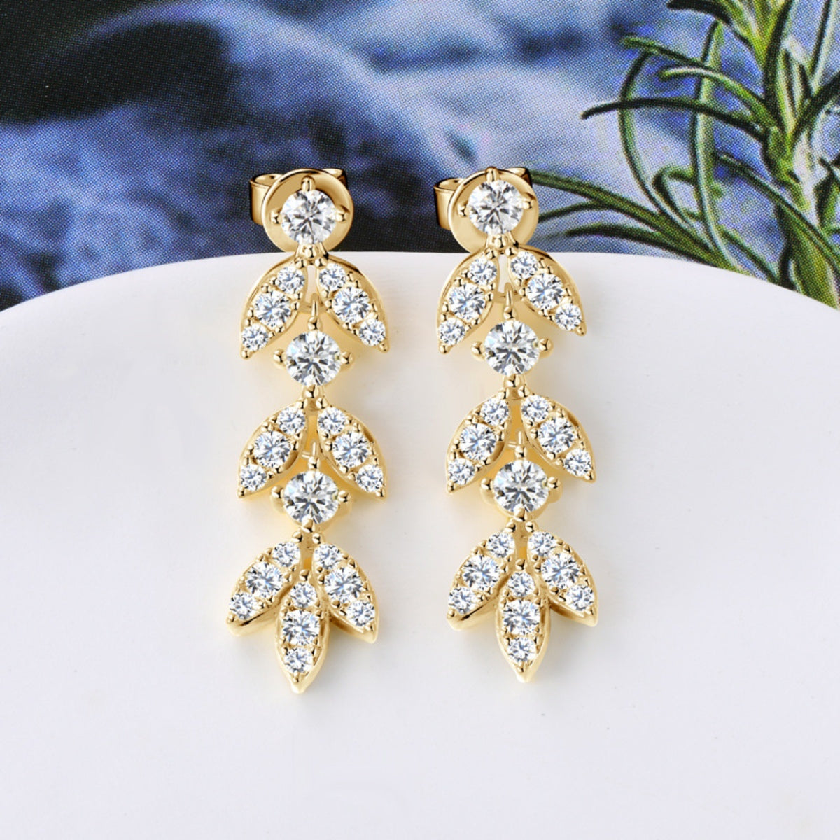 925 Sterling Silver Moissanite Leaf Earrings Trendsi