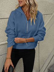 Mandy Half Zip Long Sleeve Sweatshirt - Trendsi