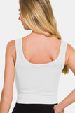 Zenana Ribbed Round Neck Cropped Tank - Flyclothing LLC