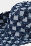 Fame Checkered Fringe Denim Cowboy Hat - Flyclothing LLC