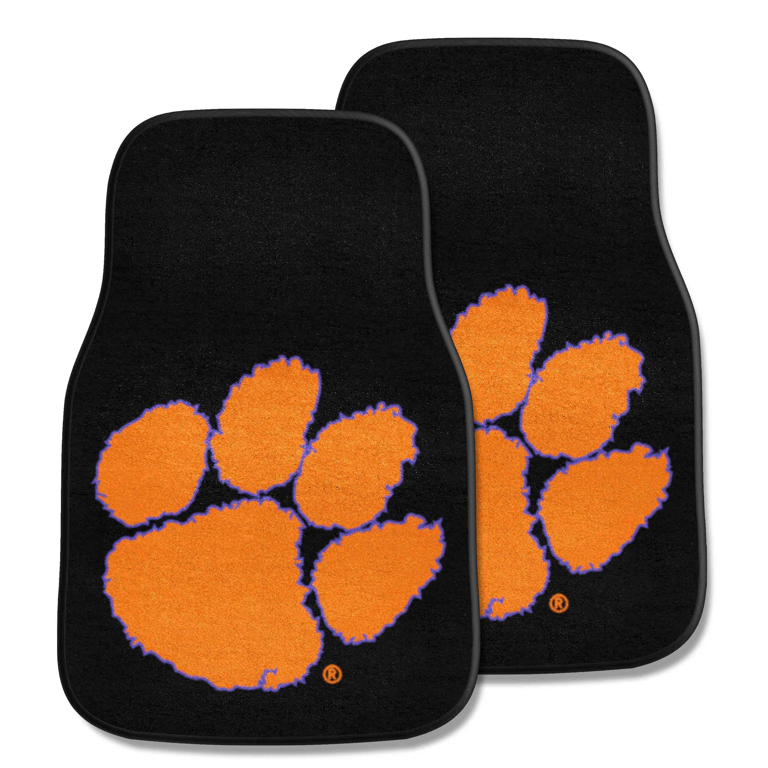 Clemson Tigers Front Carpet Car Mat Set - 2 Pieces, Black - Clemson