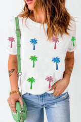 Coconut Palm Round Neck Short Sleeve T-Shirt - Trendsi