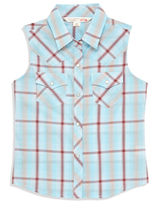 Girl's Ely Cattleman Aqua Plaid Shirt