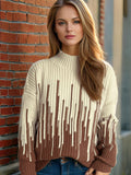 Contrast Mock Neck Long Sleeve Sweater