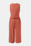 Round Neck Top and Wide Leg Pants Set Trendsi