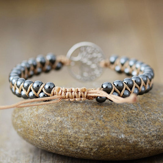 Alloy Natural Stone Braided Bracelet - Trendsi