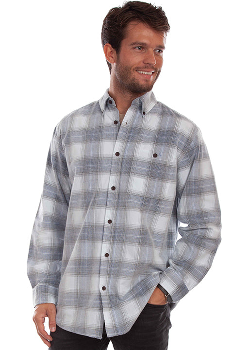 Scully Leather Farthest Point Blue-Gray Corduroy Plaid Shirt