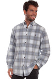 Scully Leather Farthest Point Blue-Gray Corduroy Plaid Shirt - Flyclothing LLC